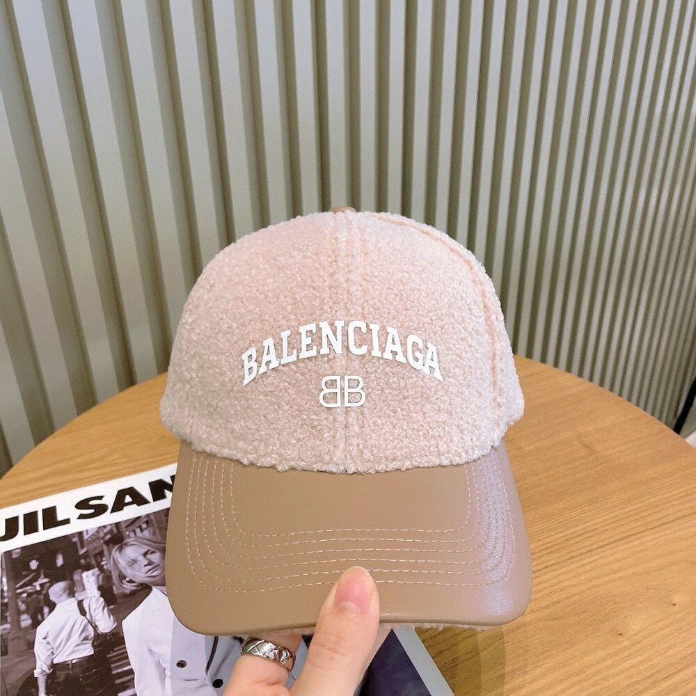 Balenciaga Teddy Leather Baseball Cap in Beige